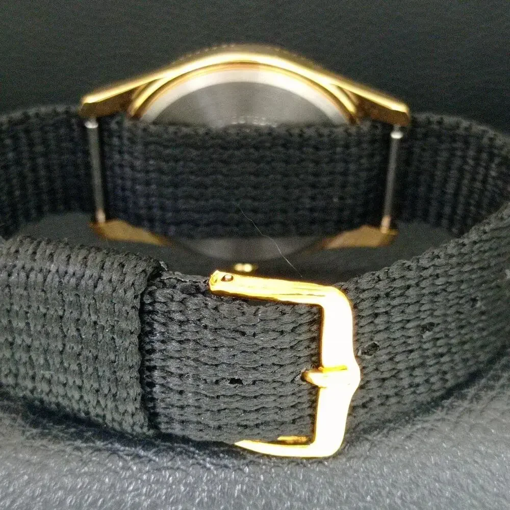 Vintage 1976 Roamer Manual Mens Gold Watch W/Nato Strap & White accents